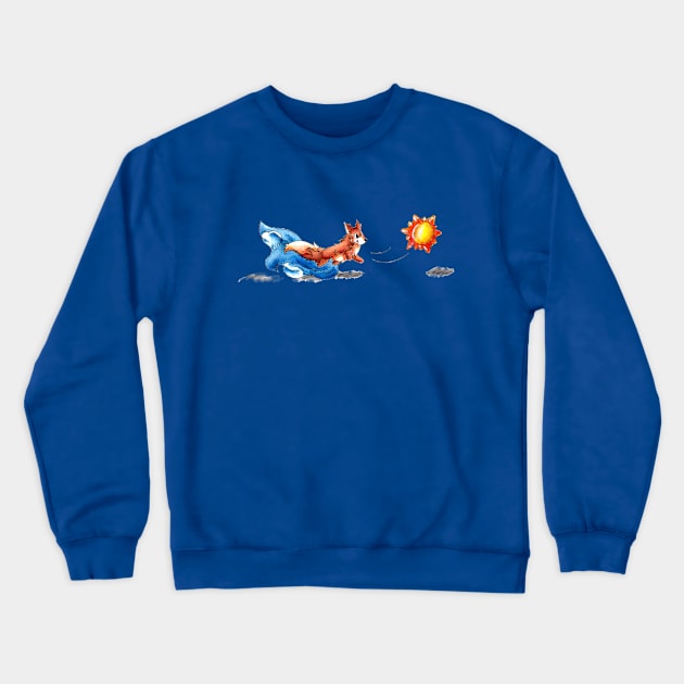 Sun Chasing Pup Crewneck Sweatshirt by KristenOKeefeArt